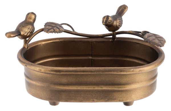 Antique Gold Soap Dish w/Birds 6.5x4.375x3.375”