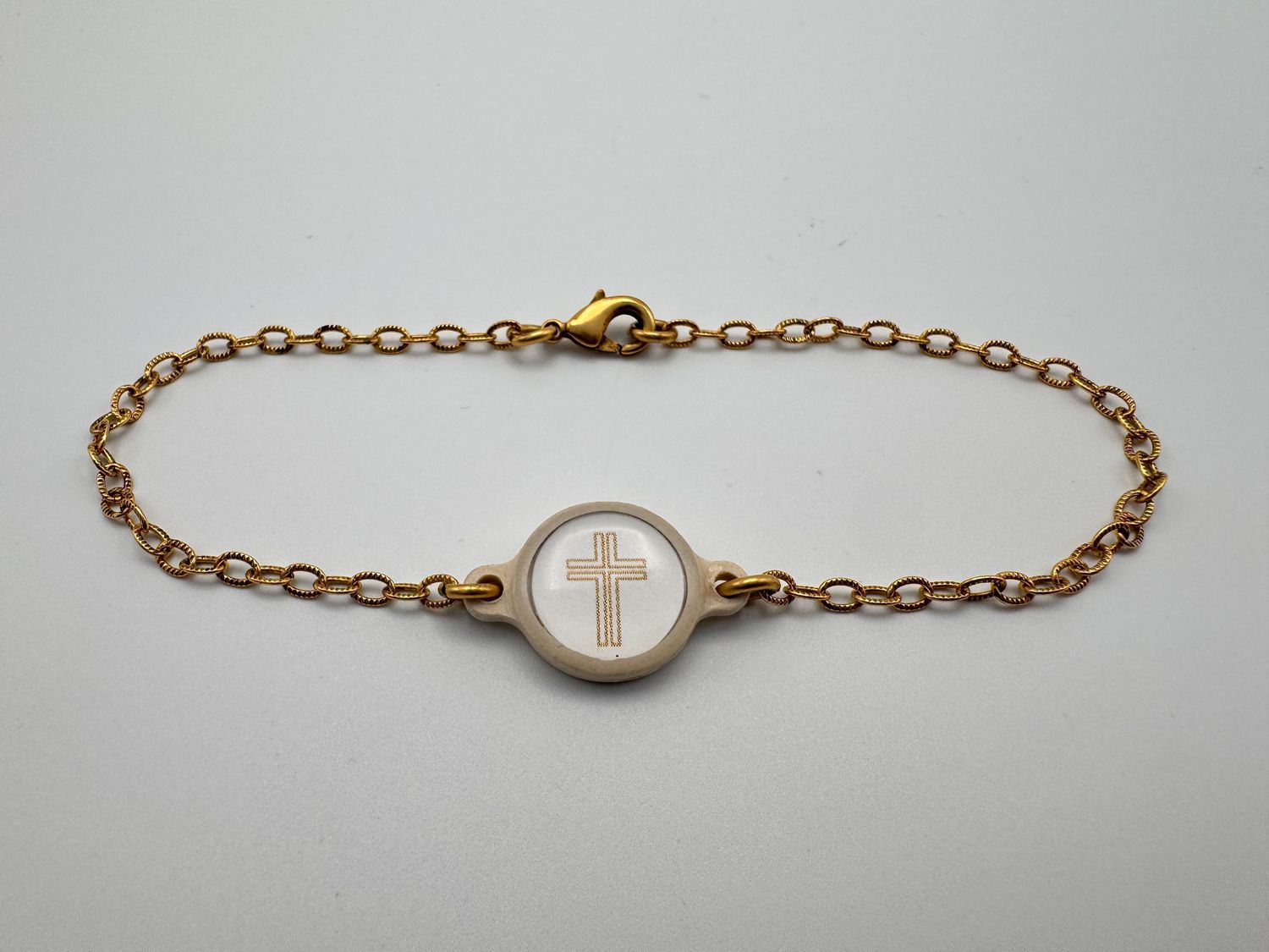 Tap to Pray®  Gold + Vanilla Cross Bracelet