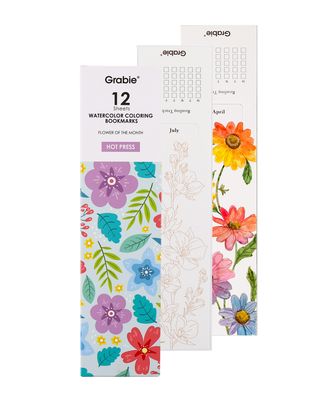 Grabie 12 Sheets Bookmark Watercolor Coloring