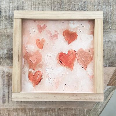 Vintage Hearts | Wooden Framed Sign Dark Walnut 7x7”