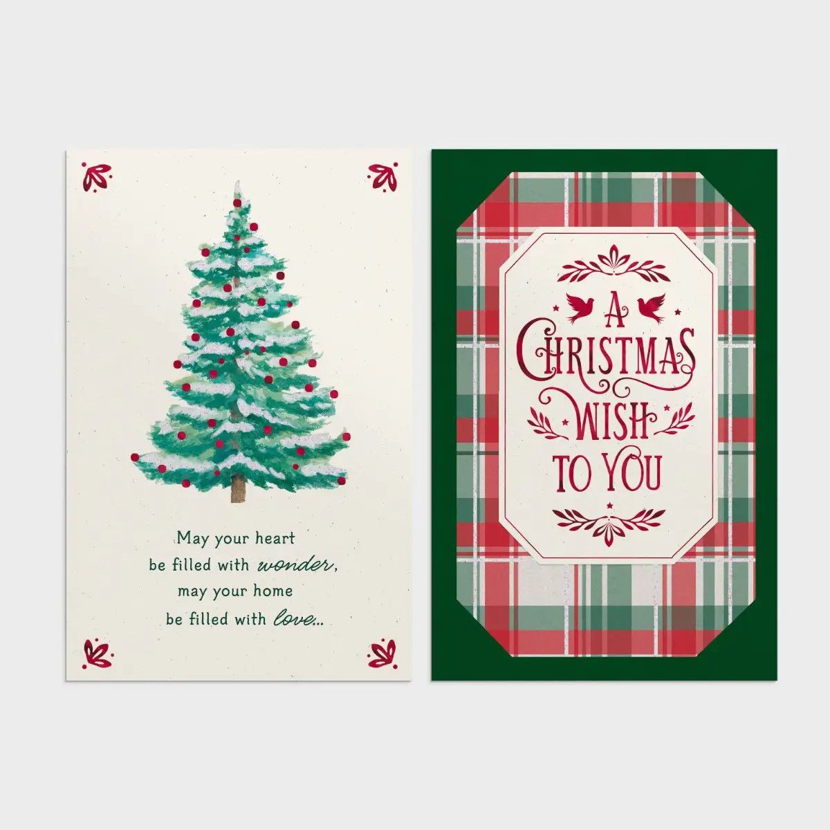 Plaid and Tree Christmas Card Assortment