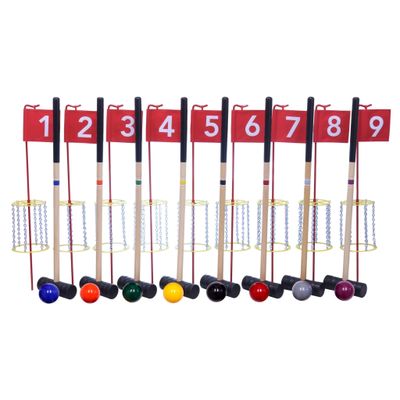 Amish-Made Deluxe Flag Croquet Golf Game w/ Duffel Bag 8 Player