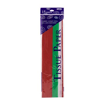 Christmas Colors Tissue Paper Sheets 15 pk