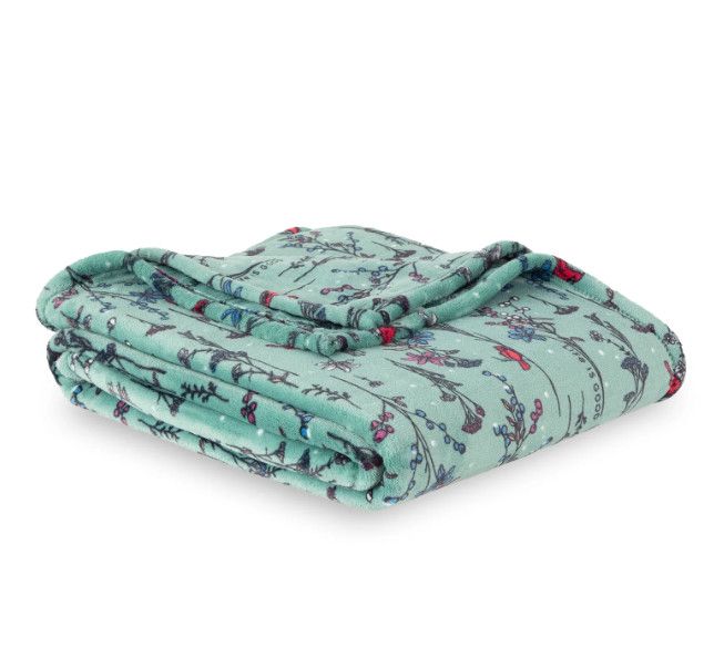 Life is Good Cardinal Floral Plush Throw Blanket