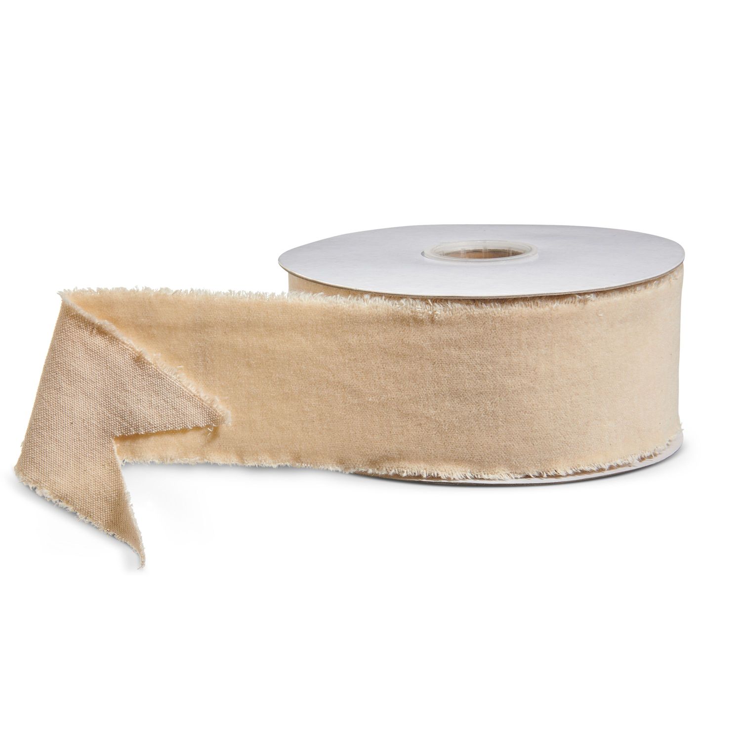 Ivory Torn Edge Velvet Unwired Ribbon 2.5" x 10 Yds