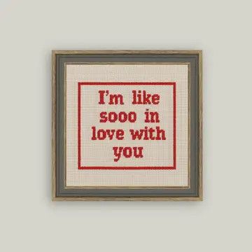 Cross Stitch Style in Love Framed Print 5"x5"