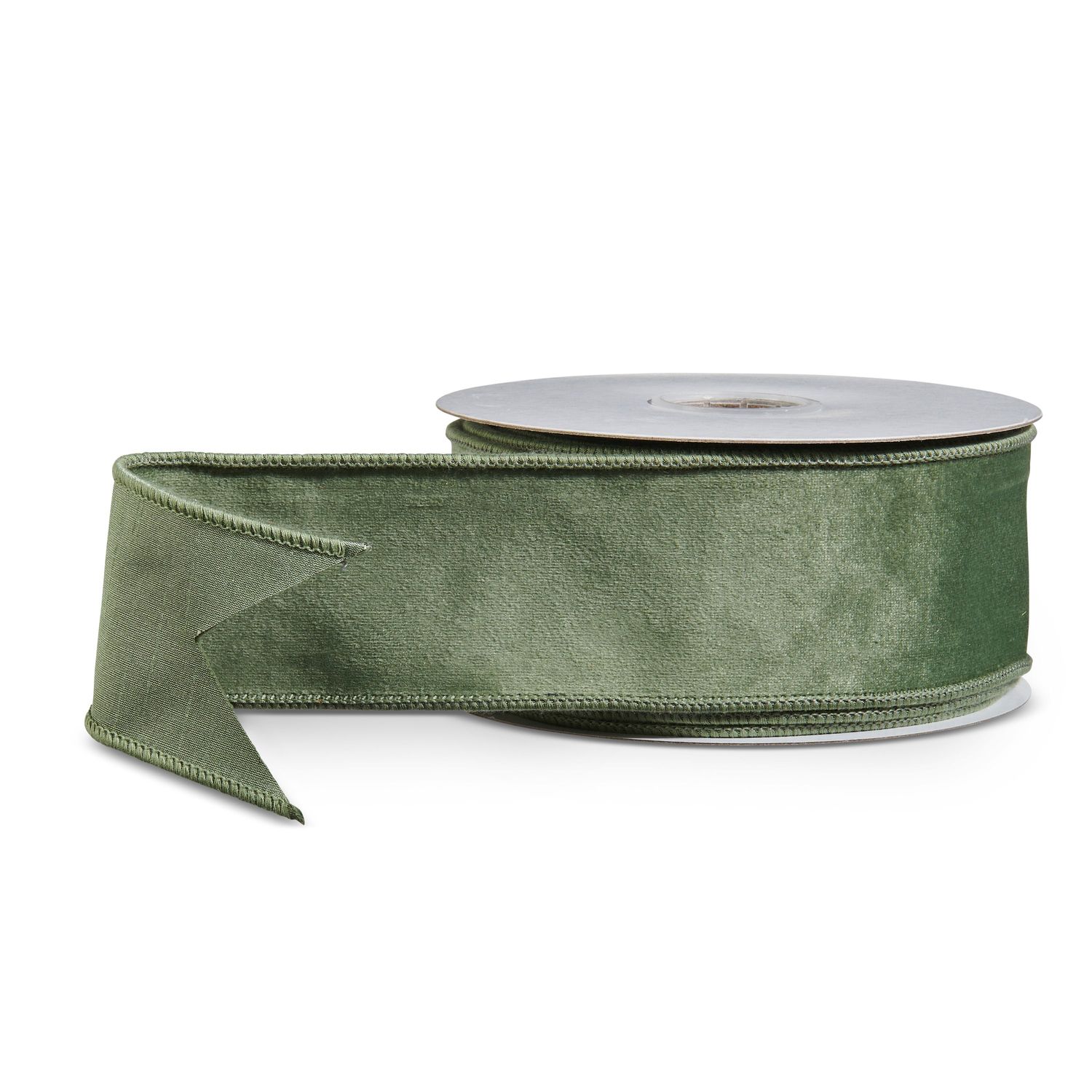Green Velvet Wired Ribbon 2.5" x 10 Yds