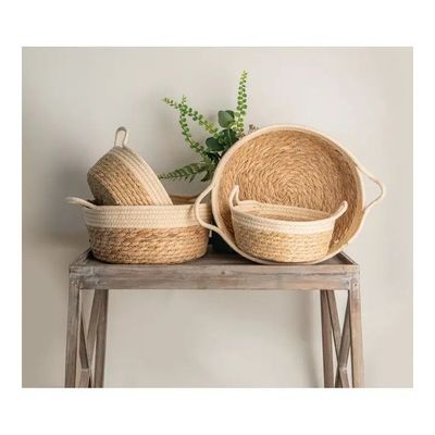Woven Basket with Cream Trim XL 11.5” x 5”