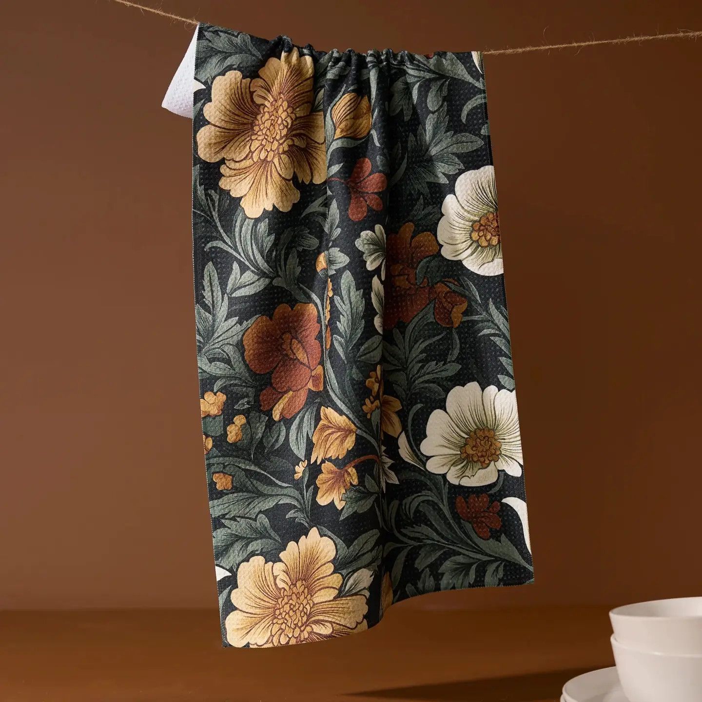 Classic Floral Geometry Tea Towel