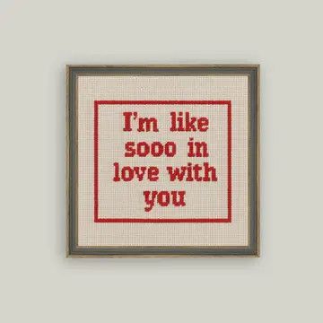 Cross Stitch Style in Love Framed Print 8"x8"