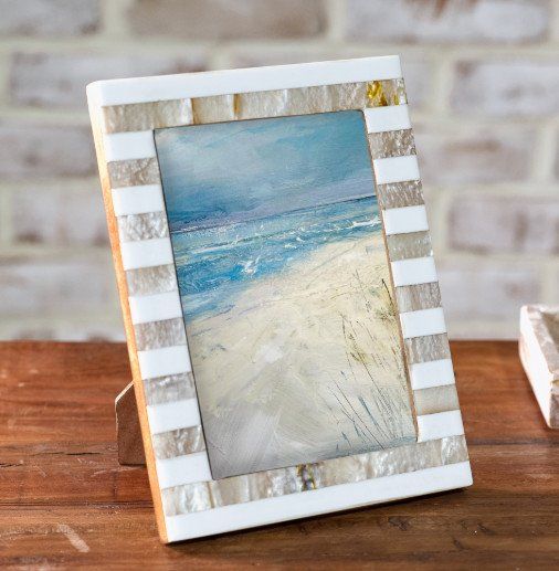 Beige Stripe Resin Photo Frame 5 x 7
