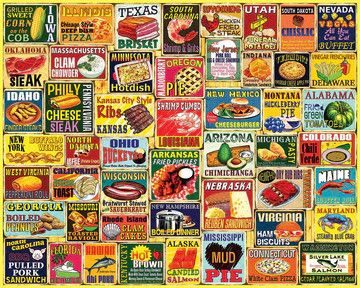White Mountain Iconic State Foods Puzzle 1,000 pc