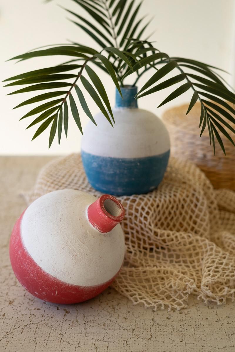 Clay Round Fishing Bobber Bud Vase, Color: Red