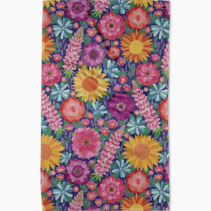 Spring Blooms Geometry Tea Towel