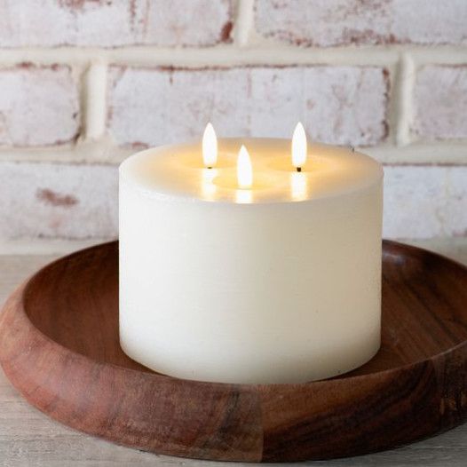 White LED 3 wick Candle 6" x 5"