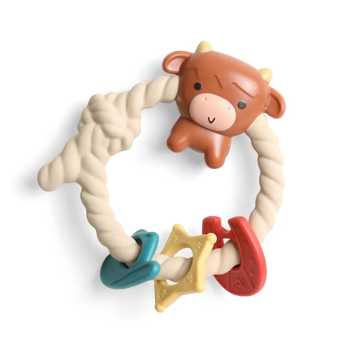 Itzy Ritzy® Silicone Ring Rattle &amp; Teether - Highland Cow
