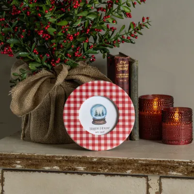 4” Round Red Gingham Photo Frame