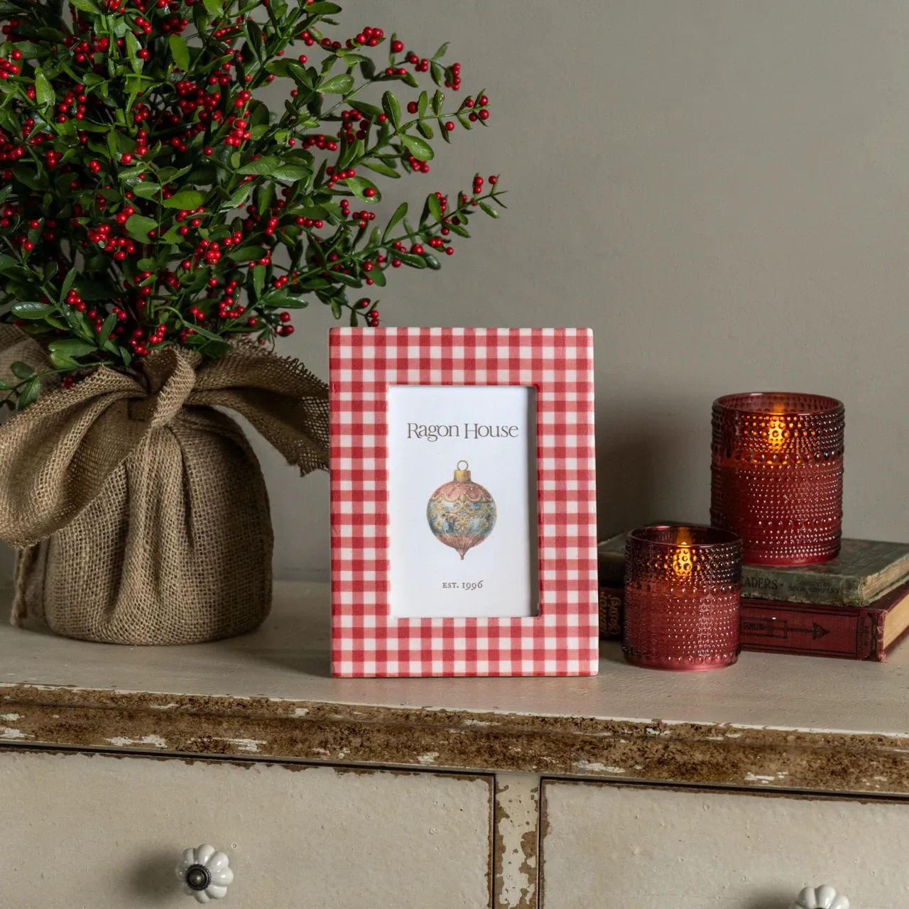 4 x 6 Red Gingham Photo Frame