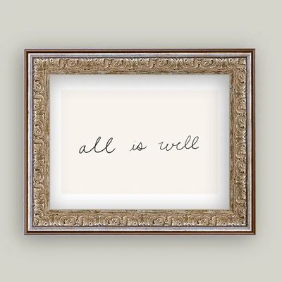 All is Well Vintage Framed Antique Style Wall Art Sign