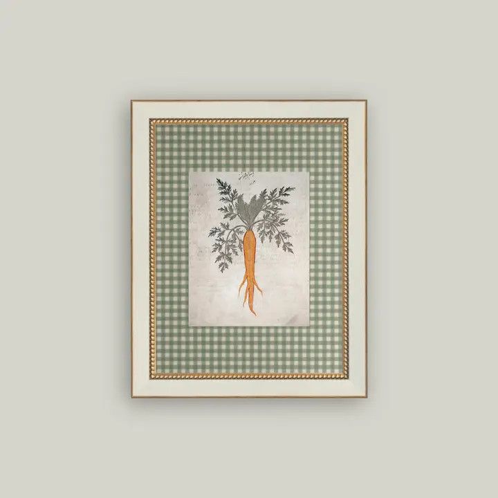 Garden Carrot Vintage Framed Antique Style Wall Art Sign