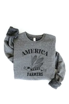 America Needs Farmers Crew Sweatshirt Dark Grey