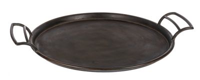 Round Black Tray with Handles LG
