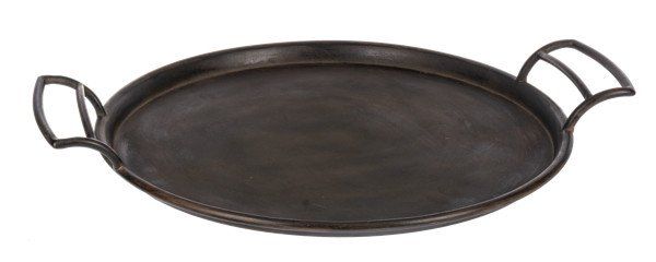 Round Black Tray with Handles LG