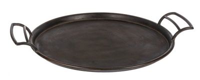 Round Black Tray with Handles LG