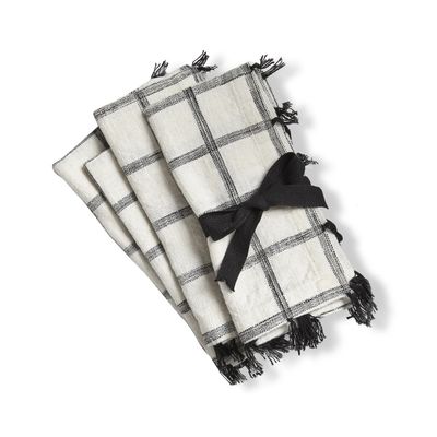 Tassel Check Napkin Set of 4 Black