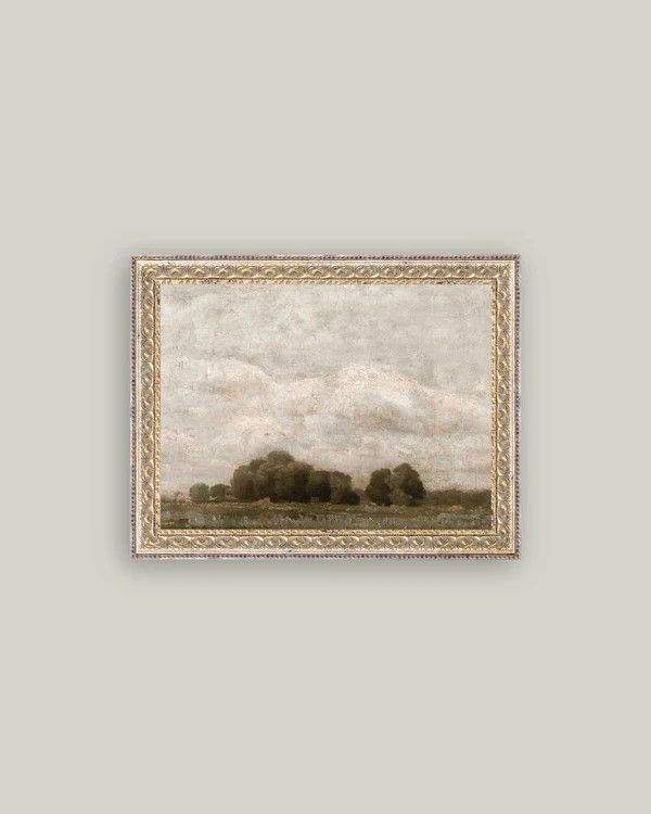 Tree and Cloud Landscape Vintage Framed Antique Style Wall Art - TREECLOUD-1410-75S-D