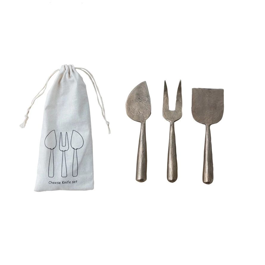 Hand-Forged Metal Cheese Servers, Set of 3