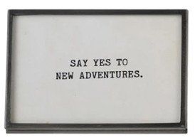 Metal &amp; Glass Frame w/Easel Say Yes