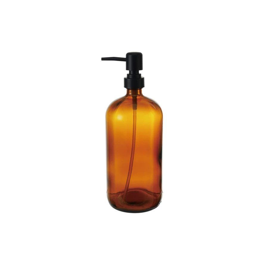 Glass Dispenser, Brown &amp; Black