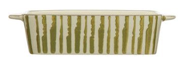 Hand-Stamped Stoneware Baker Green