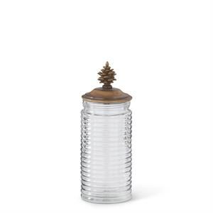 Glass Container w/Brown Pinecone Lid 12”