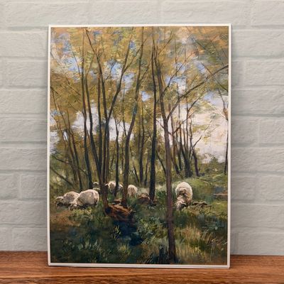 You Be Are Oil Print Wall Art Collection Woodland Grazing Sheep
