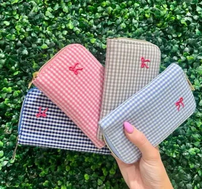 Gingham Mirror Mani &amp; Makeup Brush Kit by Simply Southern