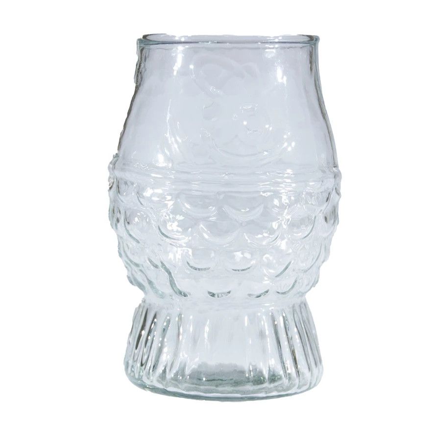Pressed Glass Fish Shaped Drinking Glass