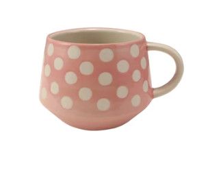 Hand-Painted Stoneware Mug Pink Dots