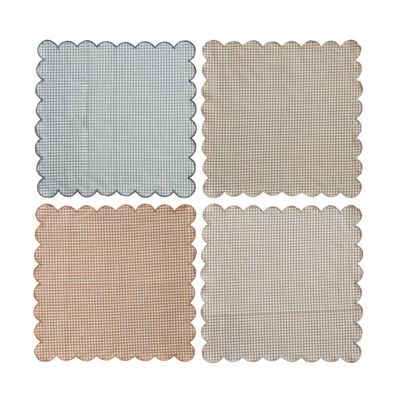 Cotton Printed Scalloped Napkins w/Check Pattern Set of 4