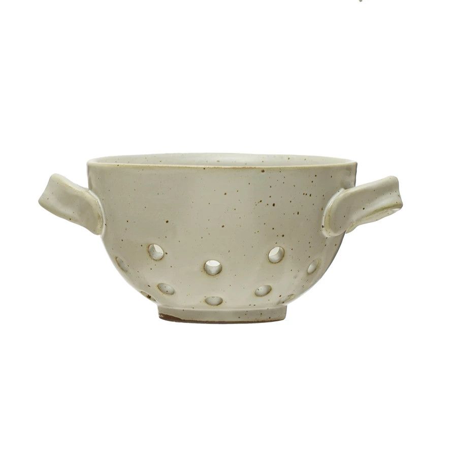 Stoneware Berry Bowl, Reactive Glaze, White