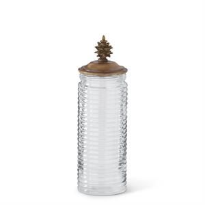 Glass Container w/Brown Pinecone Lid 13.75”
