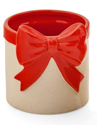 Planter Bow Ceramic Beige/Red