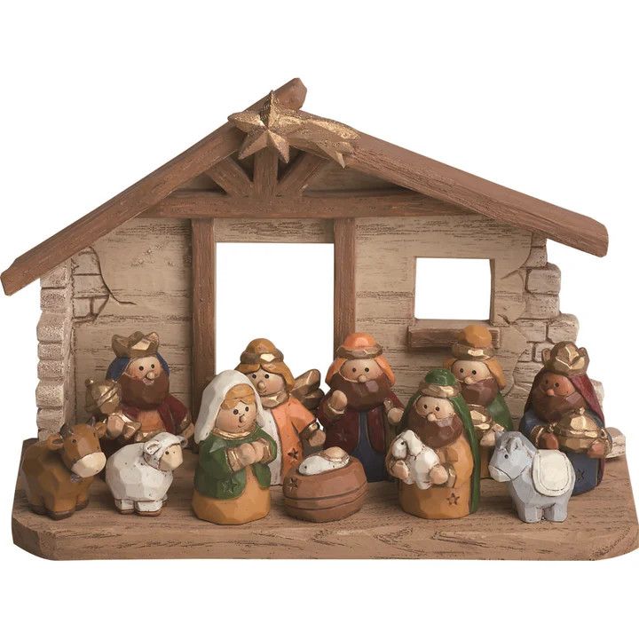 Kids Nativity w/Creche Set of 12