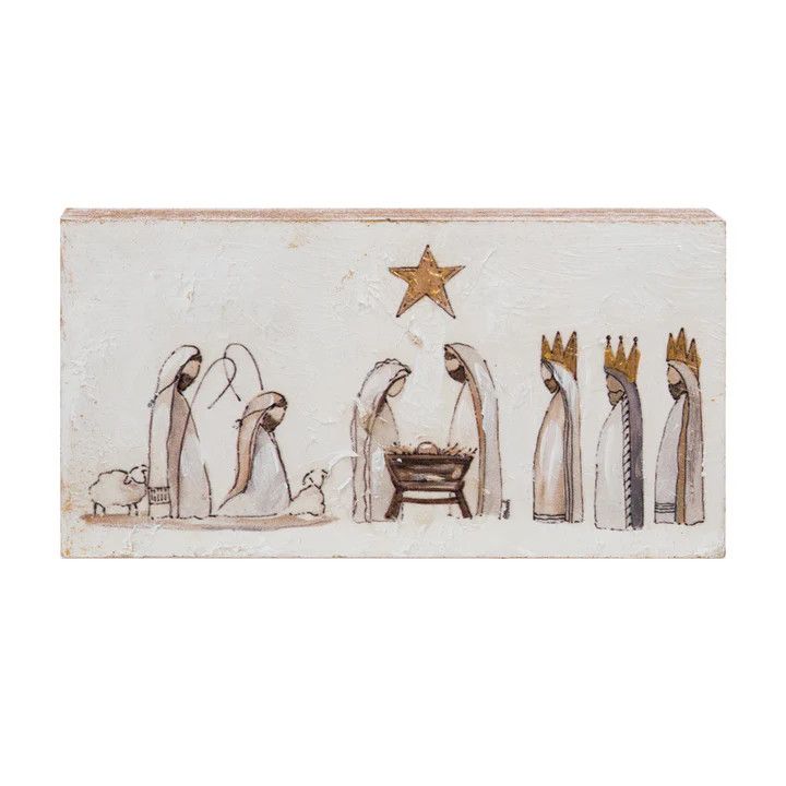Hand Painted Nativity Block Neutral