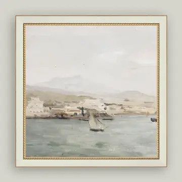 Sailboat Landscape Summer Lake Vintage Framed Art Print 9 x 9
