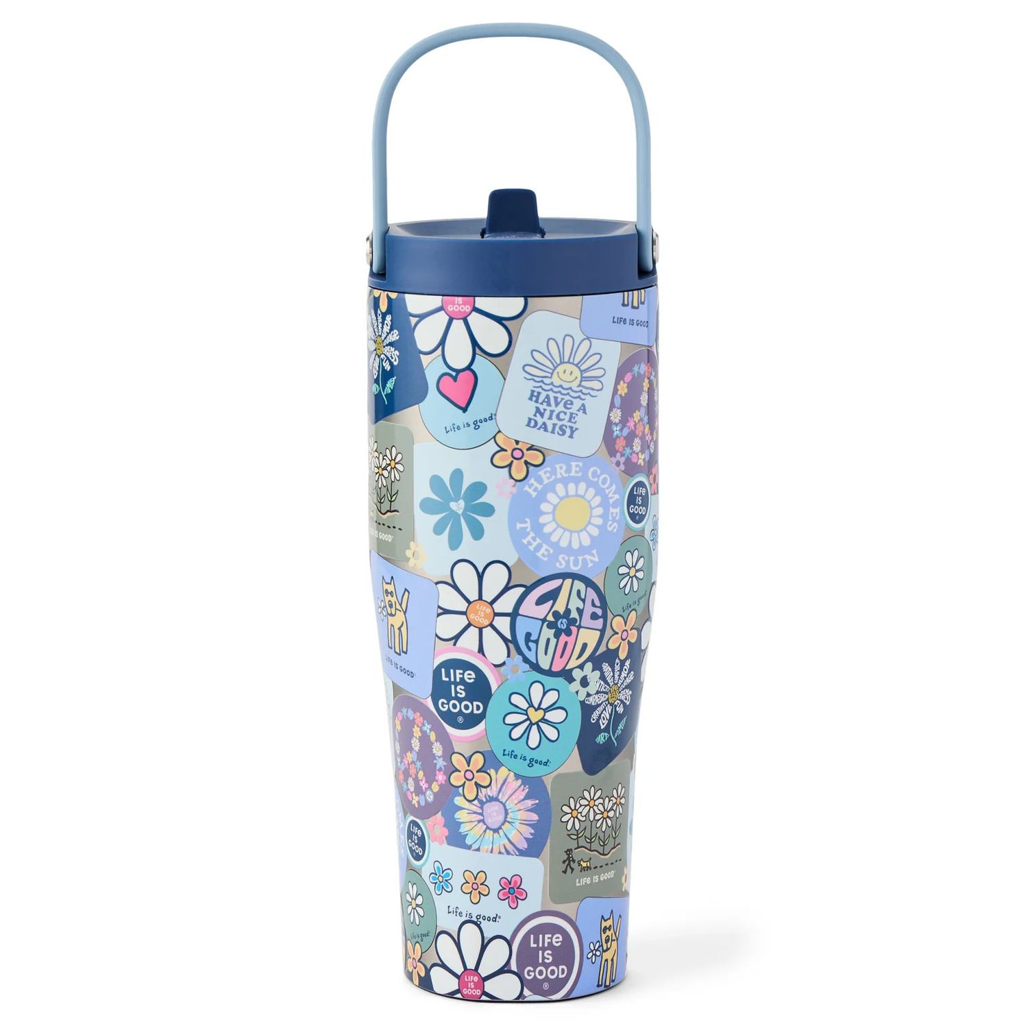 Life is Good Floral Sticker Insulated Stainless Steel Tumbler