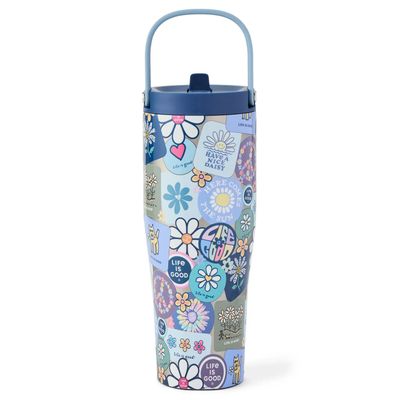 Life is Good Floral Sticker Insulated Stainless Steel Tumbler