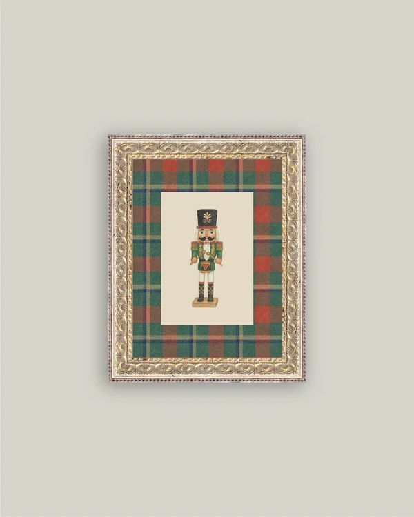 The Nutcracker Soldier Fancy Gold Holiday Christmas Framed Wall Canvas (9"x7")