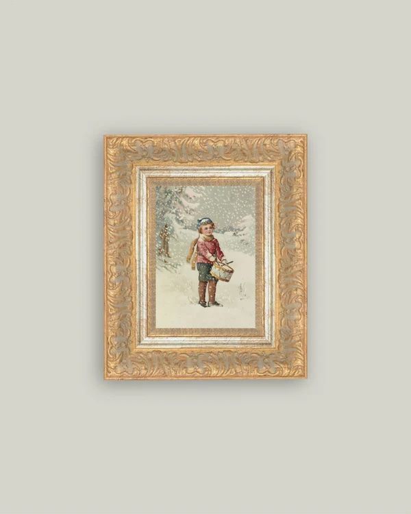 Little Drummer Boy Copper &amp; Gold Vintage Framed Antique Style Wall Art Sign